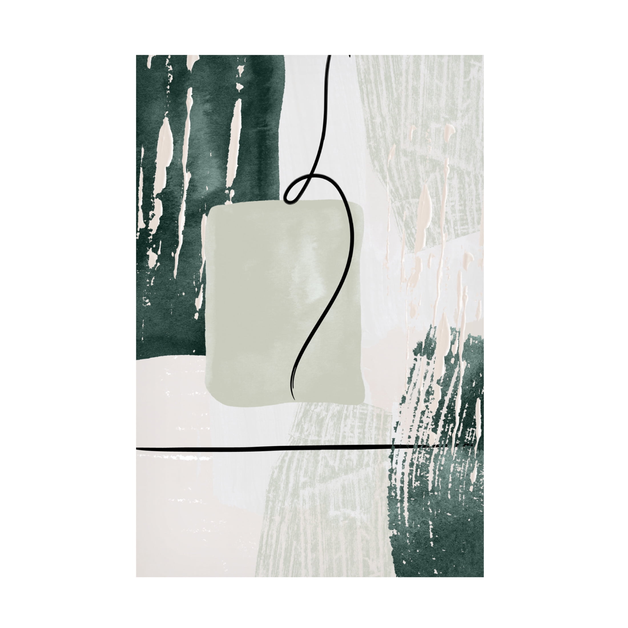 Trademark Fine Art Sally Ann Moss Abstract Shapes in Green 3 Canvas Wall Art