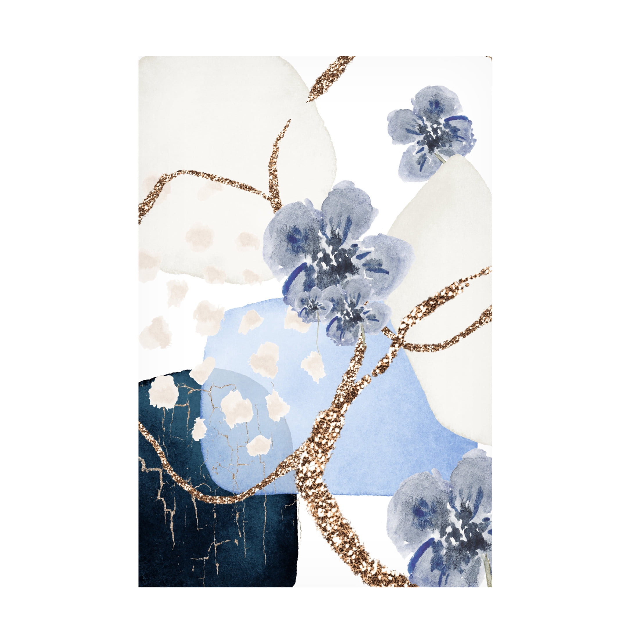 Trademark Fine Art Sally Ann Moss Floral Blue 3 Canvas Wall Art