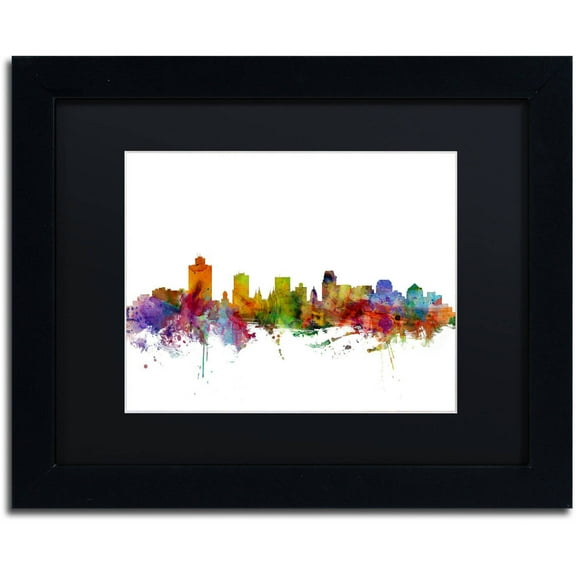Trademark Fine Art 'Salt Lake City Skyline' Canvas Art by Michael Tompsett, Black Matte, Black Frame