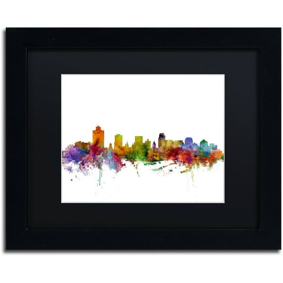 Trademark Fine Art 'Salt Lake City Skyline' Canvas Art by Michael Tompsett, Black Matte, Black Frame