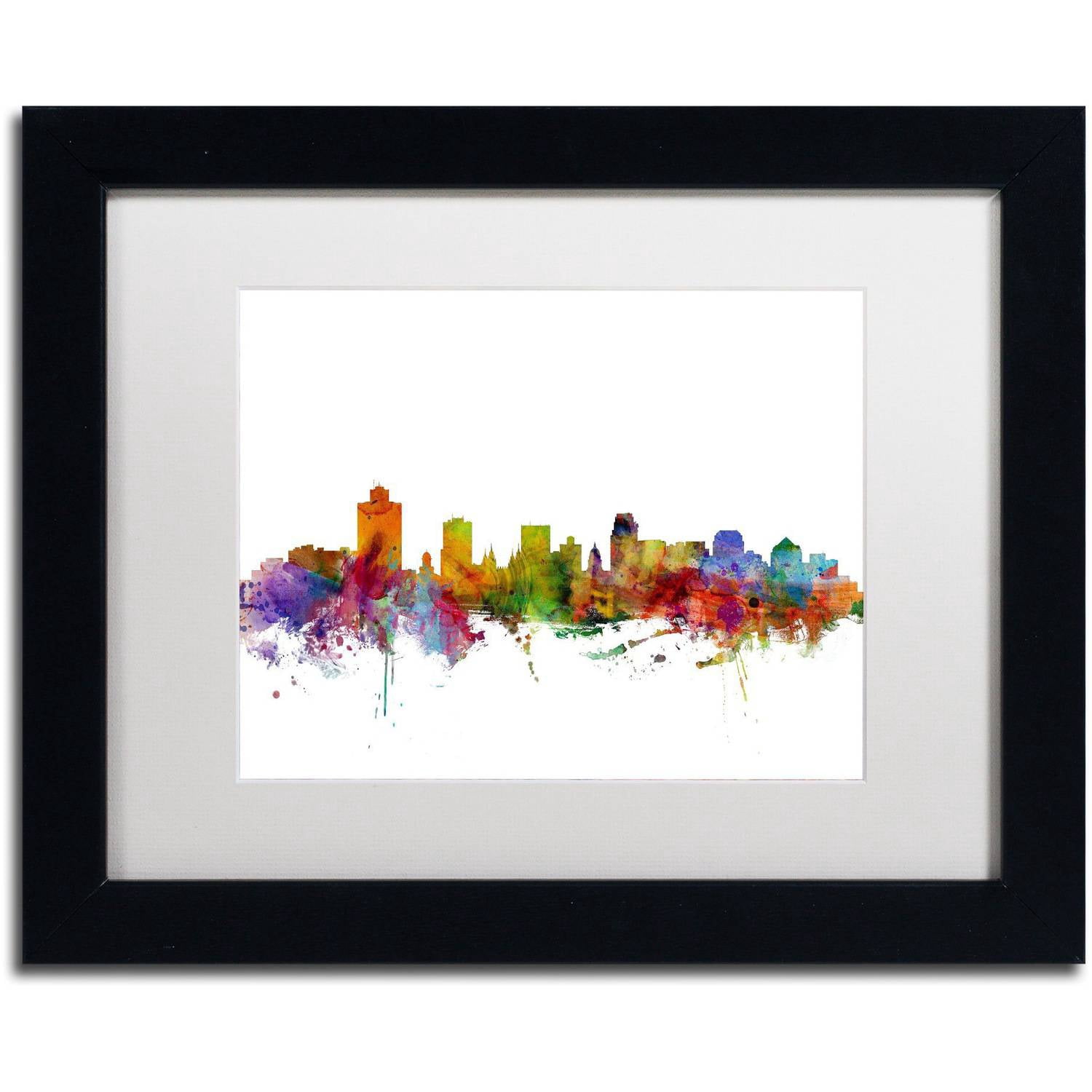 Trademark Fine Art 'Salt Lake City Skyline' Canvas Art by Michael Tompsett, White Matte, Black Frame