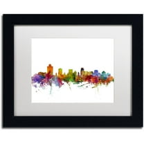 Trademark Fine Art 'Salt Lake City Skyline' Canvas Art by Michael Tompsett, White Matte, Black Frame