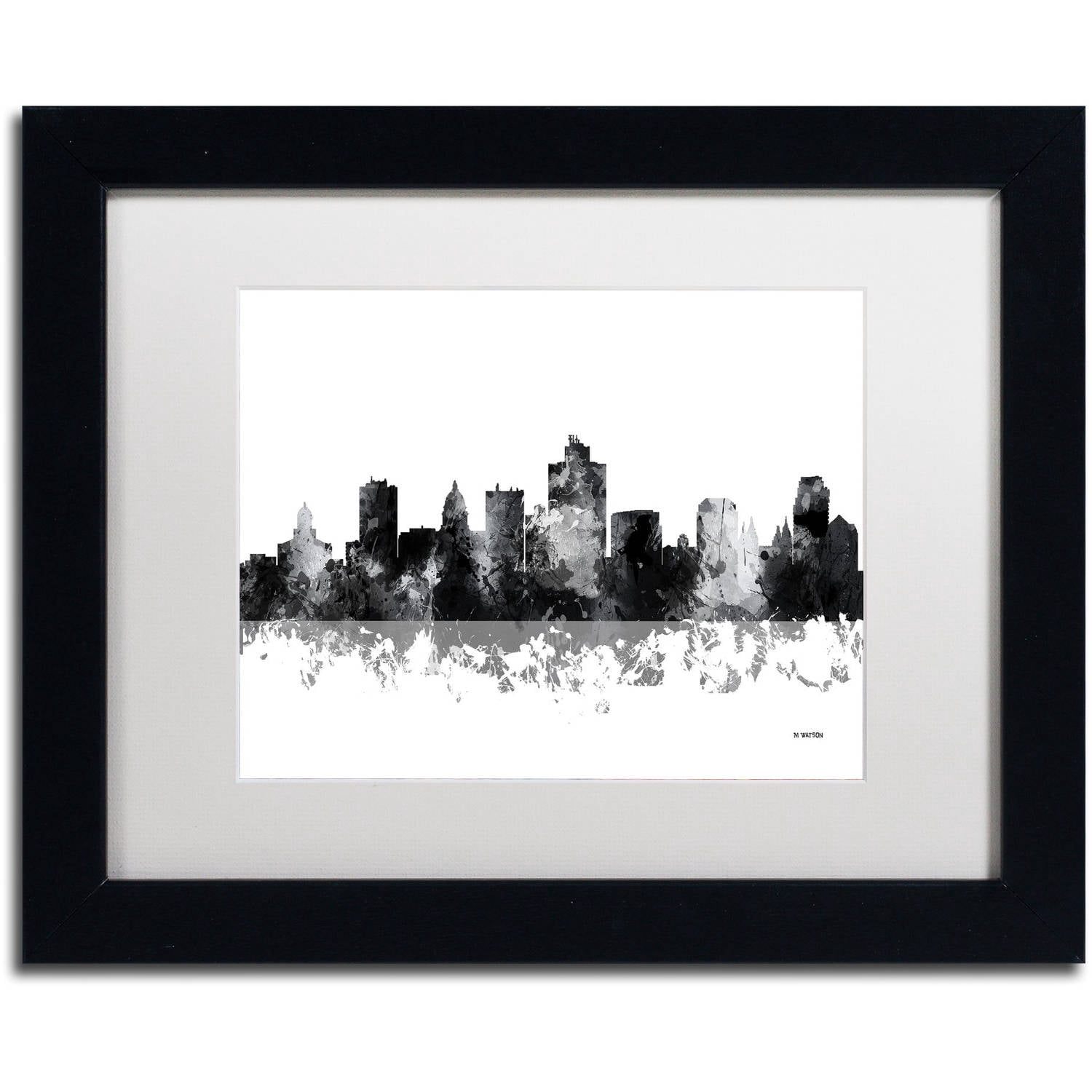 Trademark Fine Art "Salt Lake City Utah Skyline BG-1" Canvas Art by Marlene Watson, White Matte, Black Frame