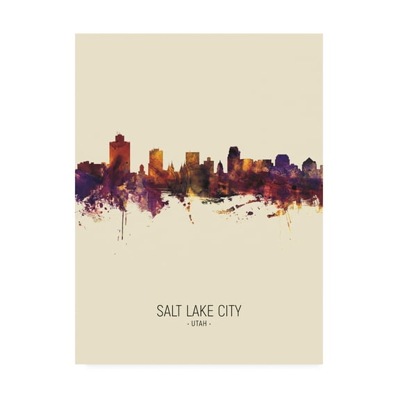 Trademark Fine Art 'Salt Lake City Utah Skyline Portrait III' Canvas Art by Michael Tompsett