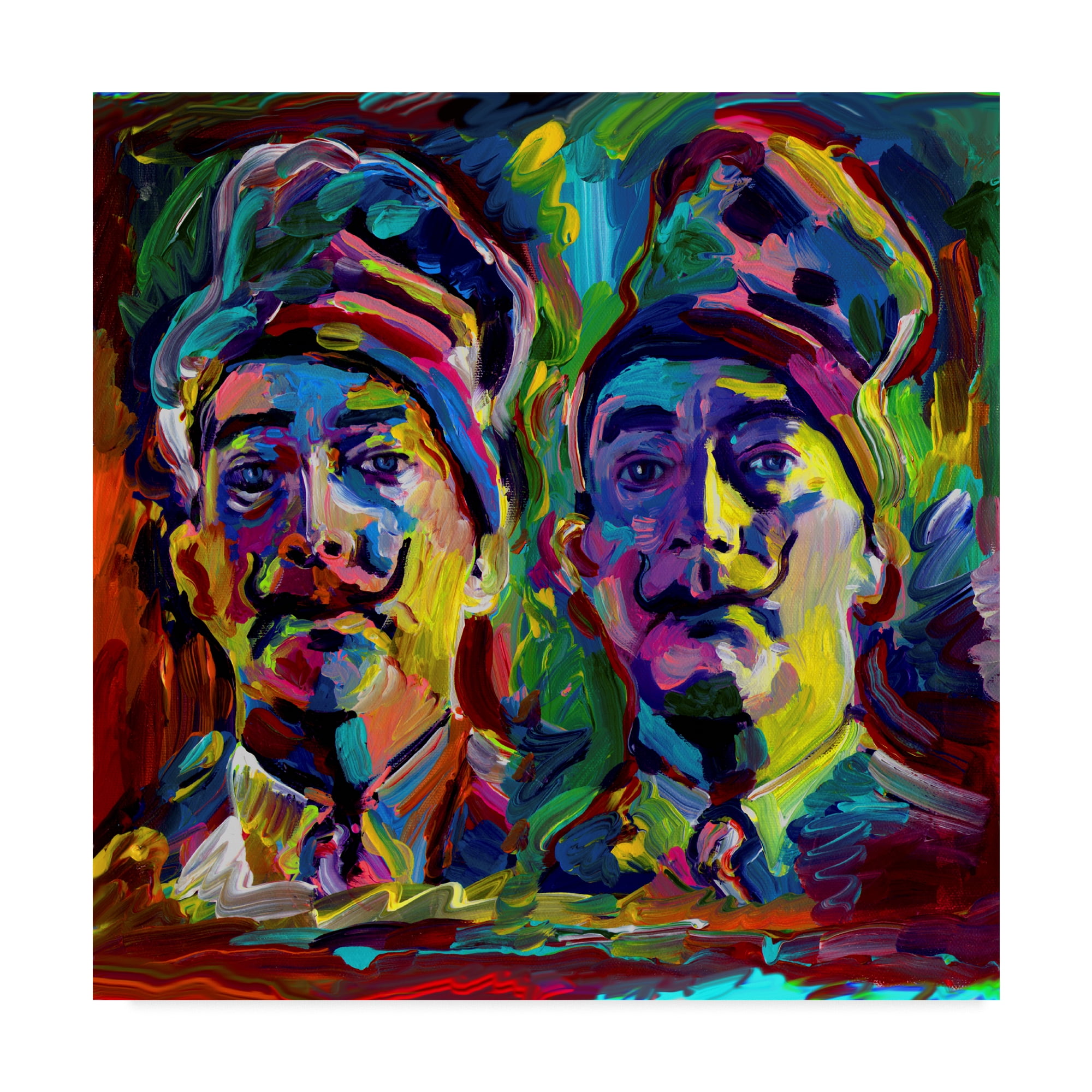 Colorful Salvador Dali Portrait 18 x 18 Framed Canvas Art