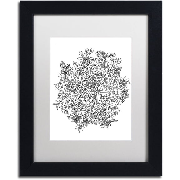 Trademark Fine Art "Sample" Canvas Art by KCDoodleArt White Matte, Black Frame