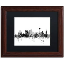 Trademark Fine Art "San Antonio Texas Skyline B&W" Canvas Art by Michael Tompsett, Black Matte, Wood Frame