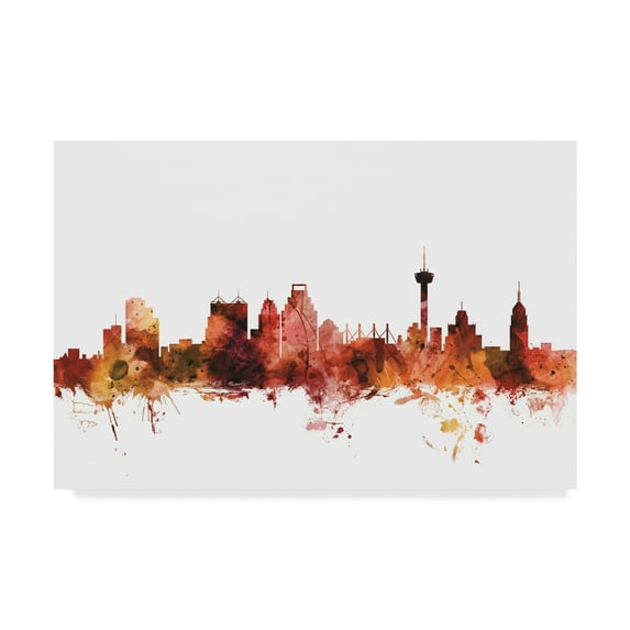 Trademark Fine Art 'San Antonio Texas Skyline Red' Canvas Art by Michael Tompsett