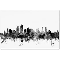 Trademark Fine Art "San Diego CA Skyline B&W" Canvas Art by Michael Tompsett