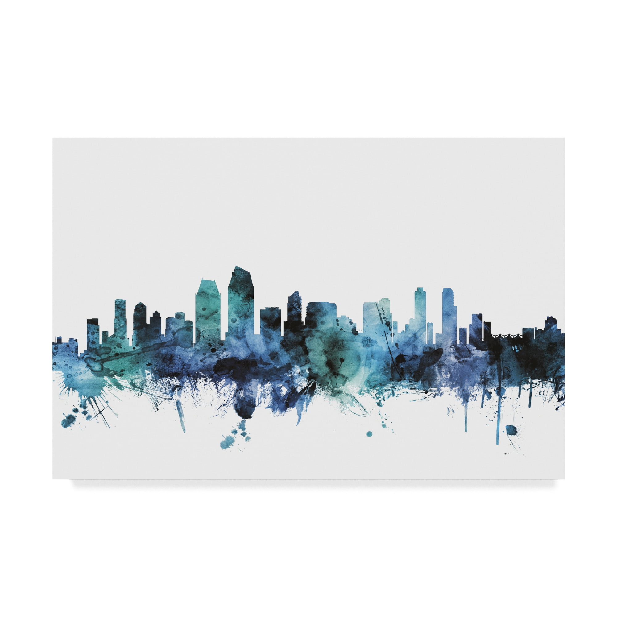Trademark Fine Art 'San Diego California Blue Teal Skyline' Canvas Art by Michael Tompsett