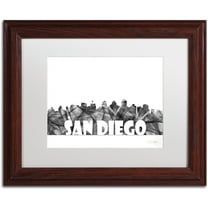 Trademark Fine Art 'San Diego California Skyline BG-2' Canvas Art by Marlene Watson, White Matte, Wood Frame