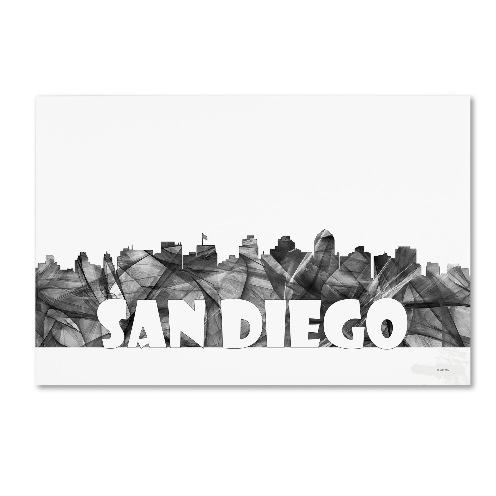 Trademark Fine Art 'San Diego California Skyline BG-2' Canvas Art by Marlene Watson