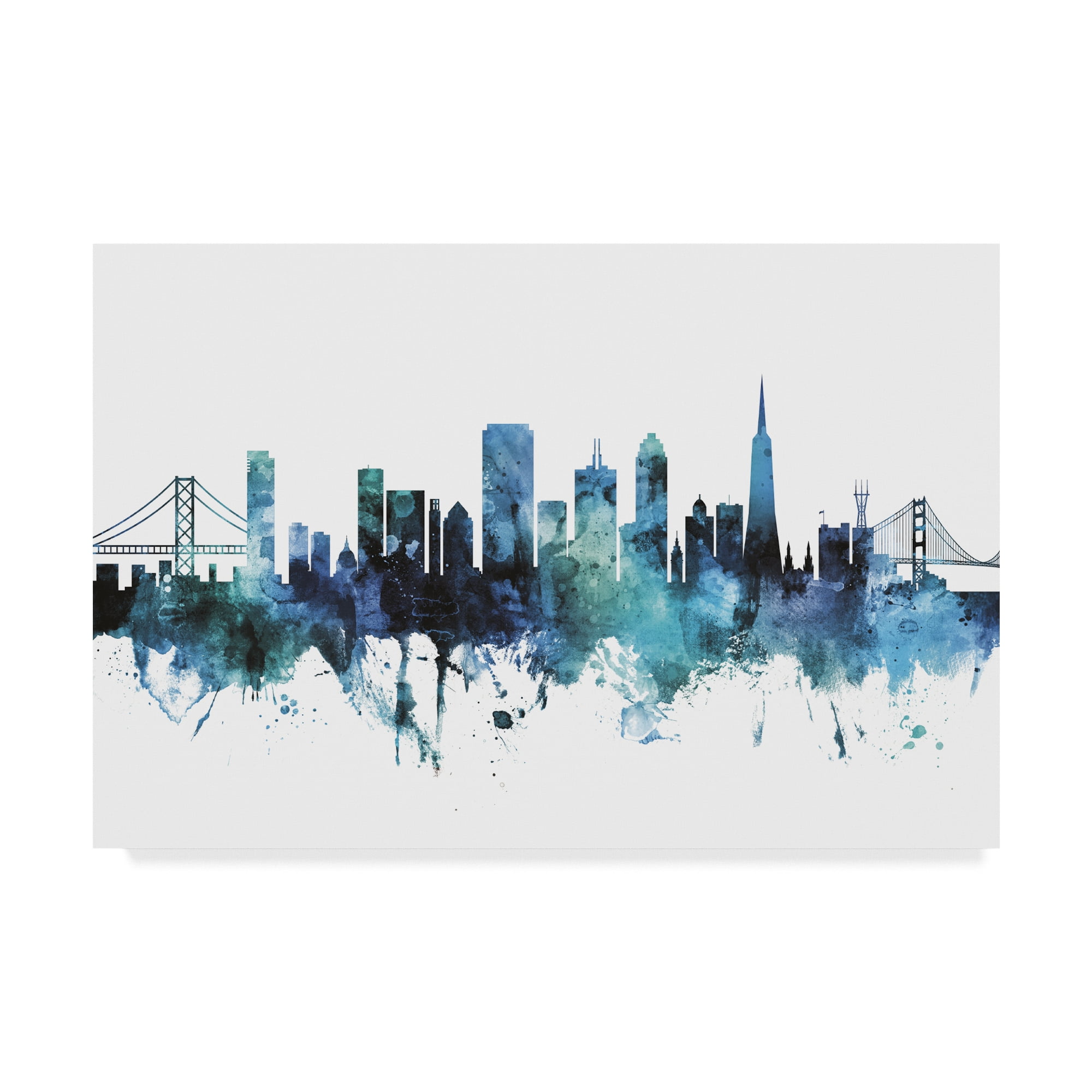 Trademark Fine Art 'San Francisco Blue Teal Skyline' Canvas Art by Michael Tompsett