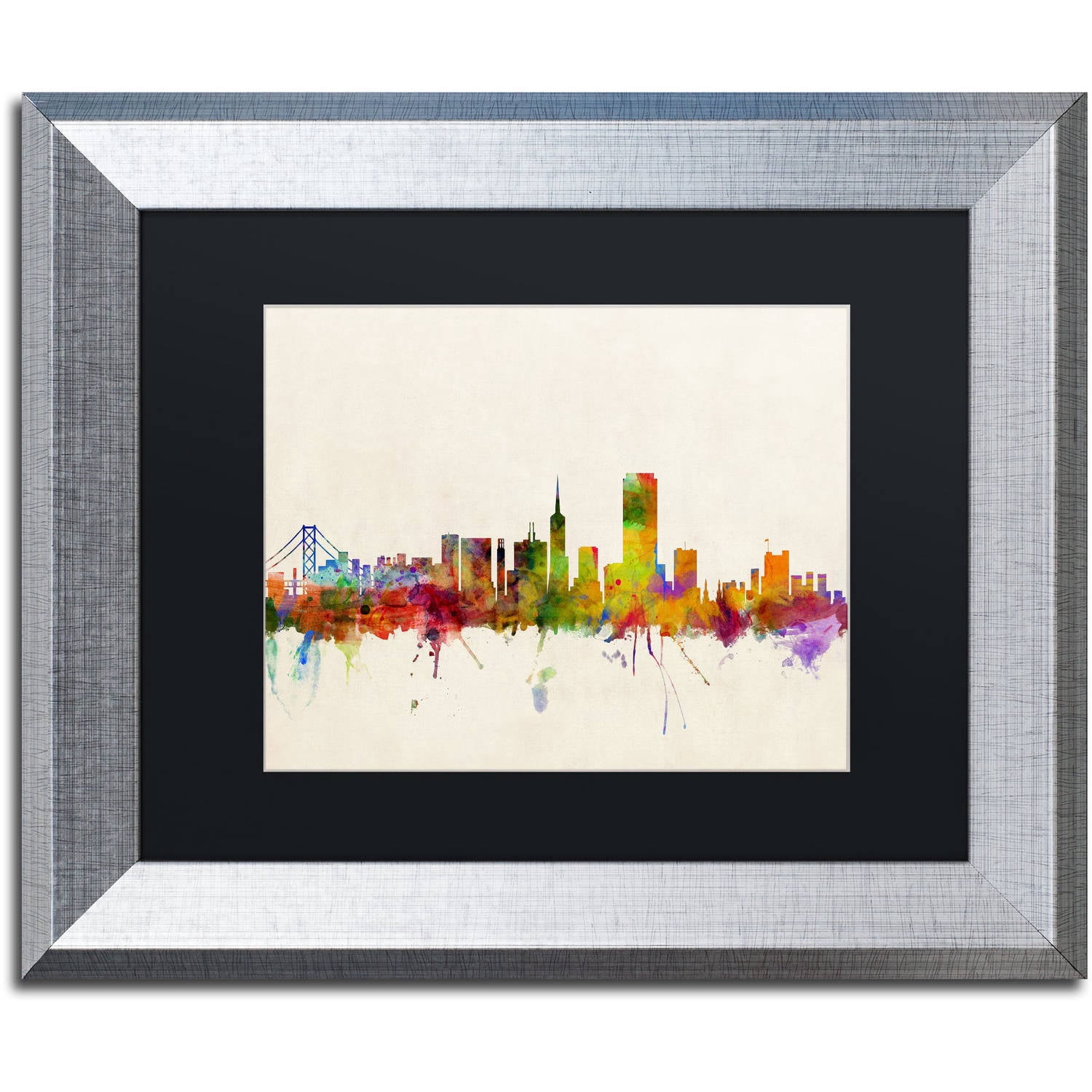 Trademark Fine Art "San Francisco CA" Canvas Art by Michael Tompsett Black Matte, Silver Frame