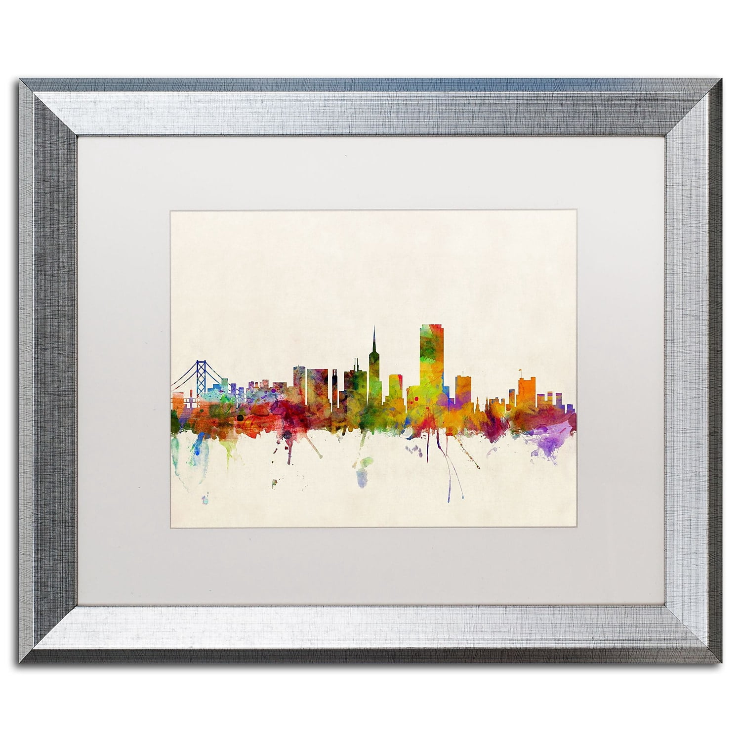 Trademark Fine Art "San Francisco CA" Canvas Art by Michael Tompsett White Matte, Silver Frame