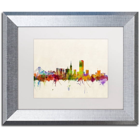 Trademark Fine Art "San Francisco CA" Canvas Art by Michael Tompsett White Matte, Silver Frame