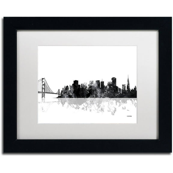 Trademark Fine Art "San Francisco CA Skyline BG-1" Canvas Art by Marlene Watson, White Matte, Black Frame