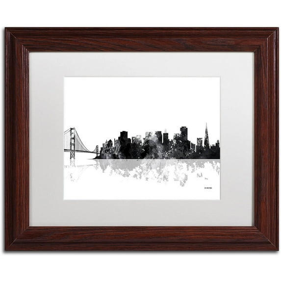 Trademark Fine Art "San Francisco CA Skyline BG-1" Canvas Art by Marlene Watson, White Matte, Wood Frame