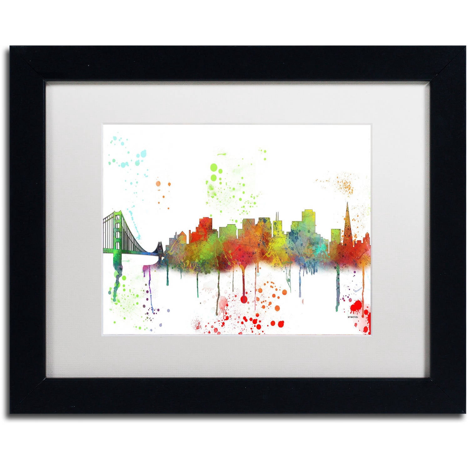 Trademark Fine Art "San Francisco CA Skyline Mclr-1" Canvas Art by Marlene Watson, White Matte, Black Frame