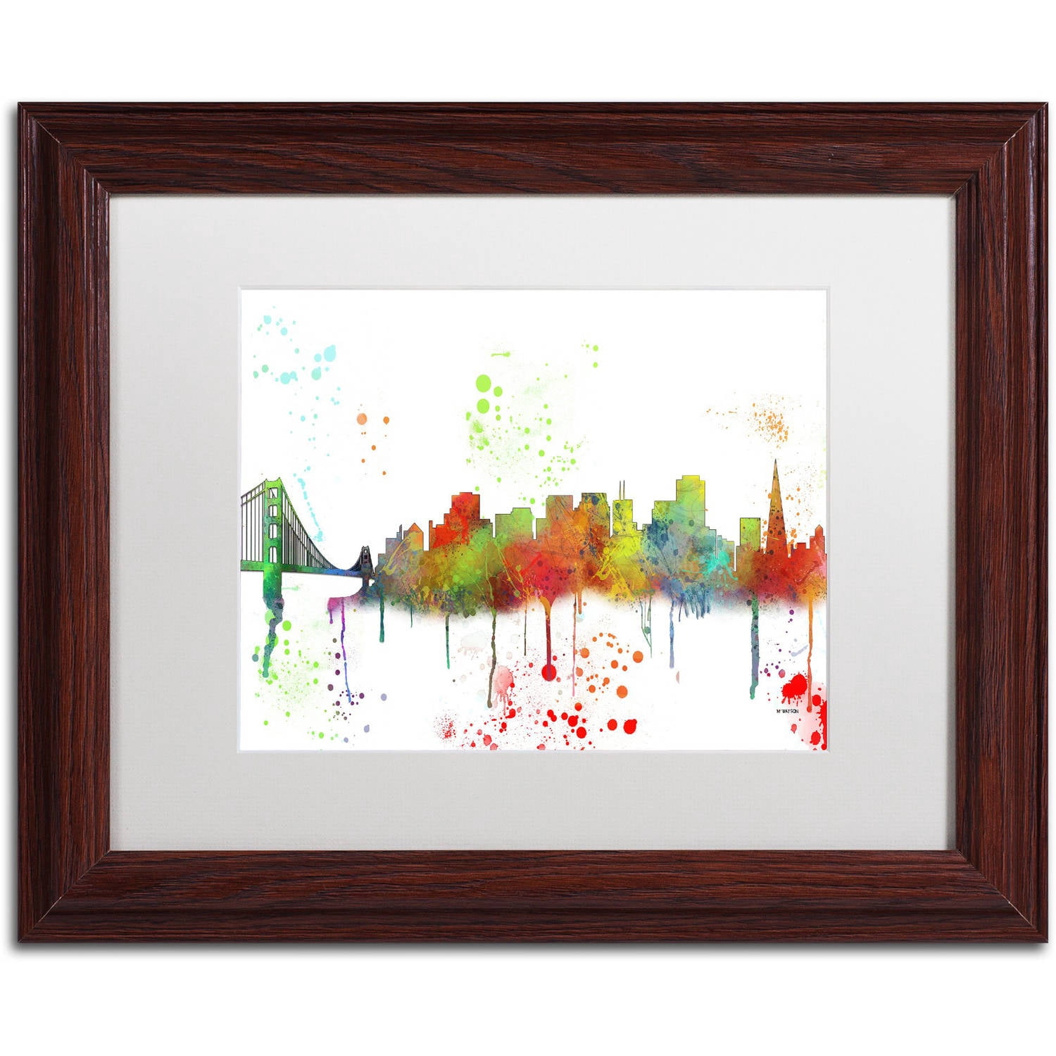 Trademark Fine Art "San Francisco CA Skyline Mclr-1" Canvas Art by Marlene Watson, White Matte, Wood Frame