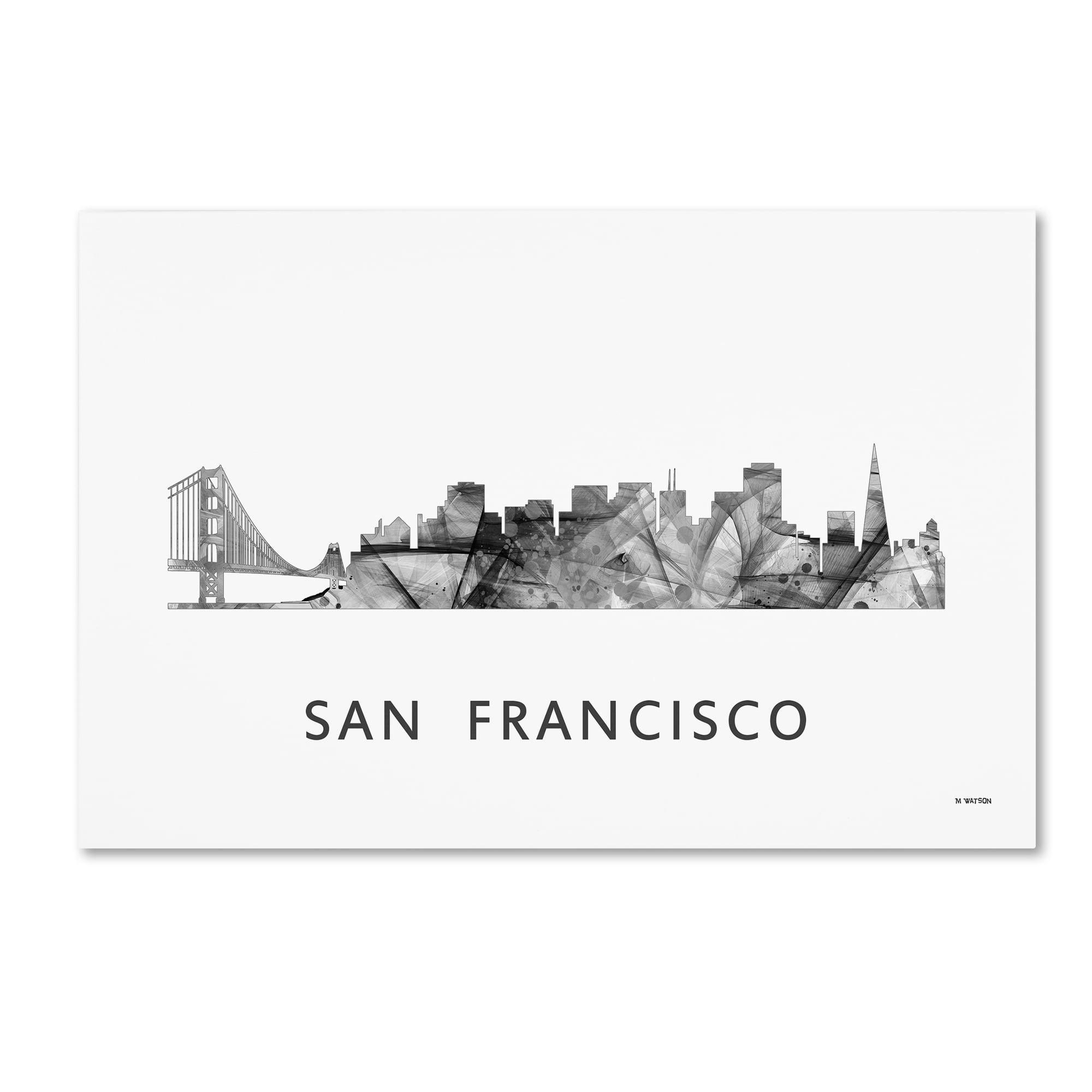 Trademark Fine Art 'San Francisco CA Skyline WB-BW' Canvas Art by Marlene Watson