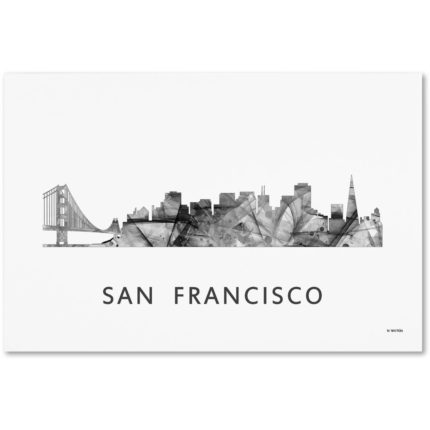 Trademark Fine Art 'San Francisco CA Skyline WB-BW' Canvas Art by Marlene Watson