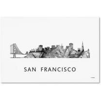 Trademark Fine Art 'San Francisco CA Skyline WB-BW' Canvas Art by Marlene Watson