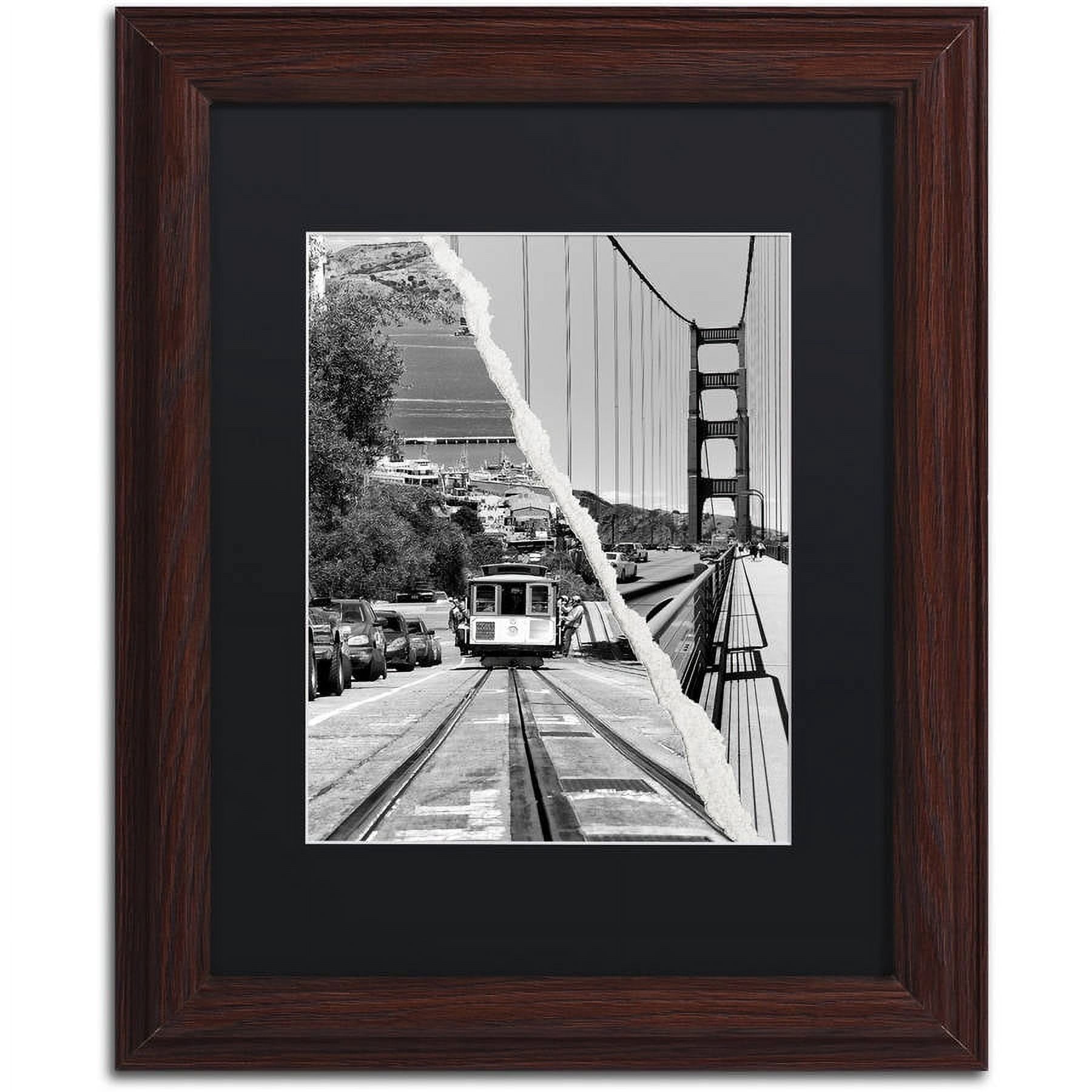 Trademark Fine Art "San Francisco Cable Car" Canvas Art by Philippe Hugonnard Black Mat, Wood Frame