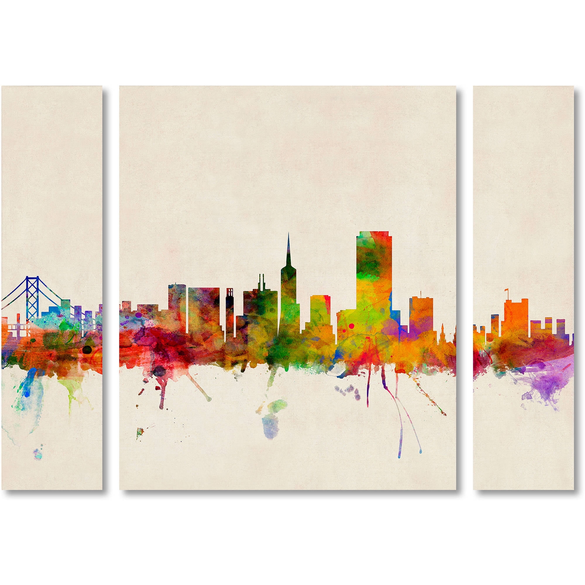 Trademark Fine Art "San Francisco California" Canvas Art by Michael Tompsett Three Panel Set
