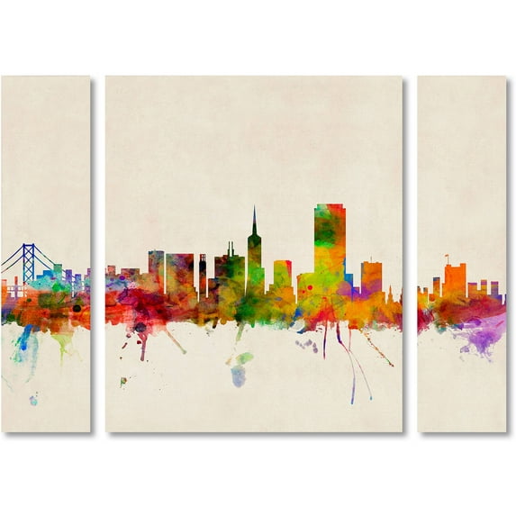Trademark Fine Art "San Francisco California" Canvas Art by Michael Tompsett Three Panel Set