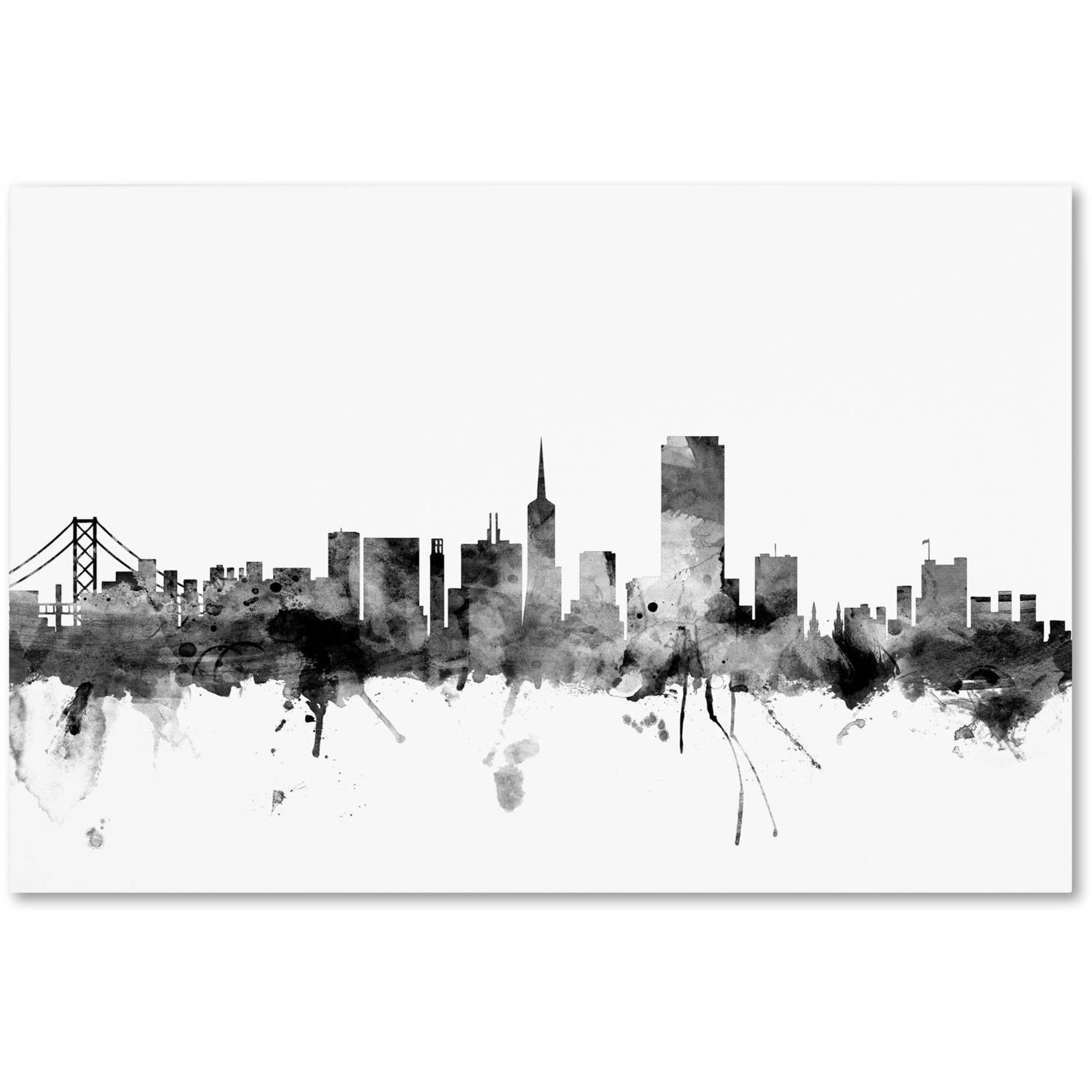 Trademark Fine Art "San Francisco City Skyline B&W" Canvas Art by
