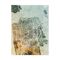 Trademark Fine Art 'San Francisco City Street Map Teal Orange' Canvas Art by Michael Tompsett