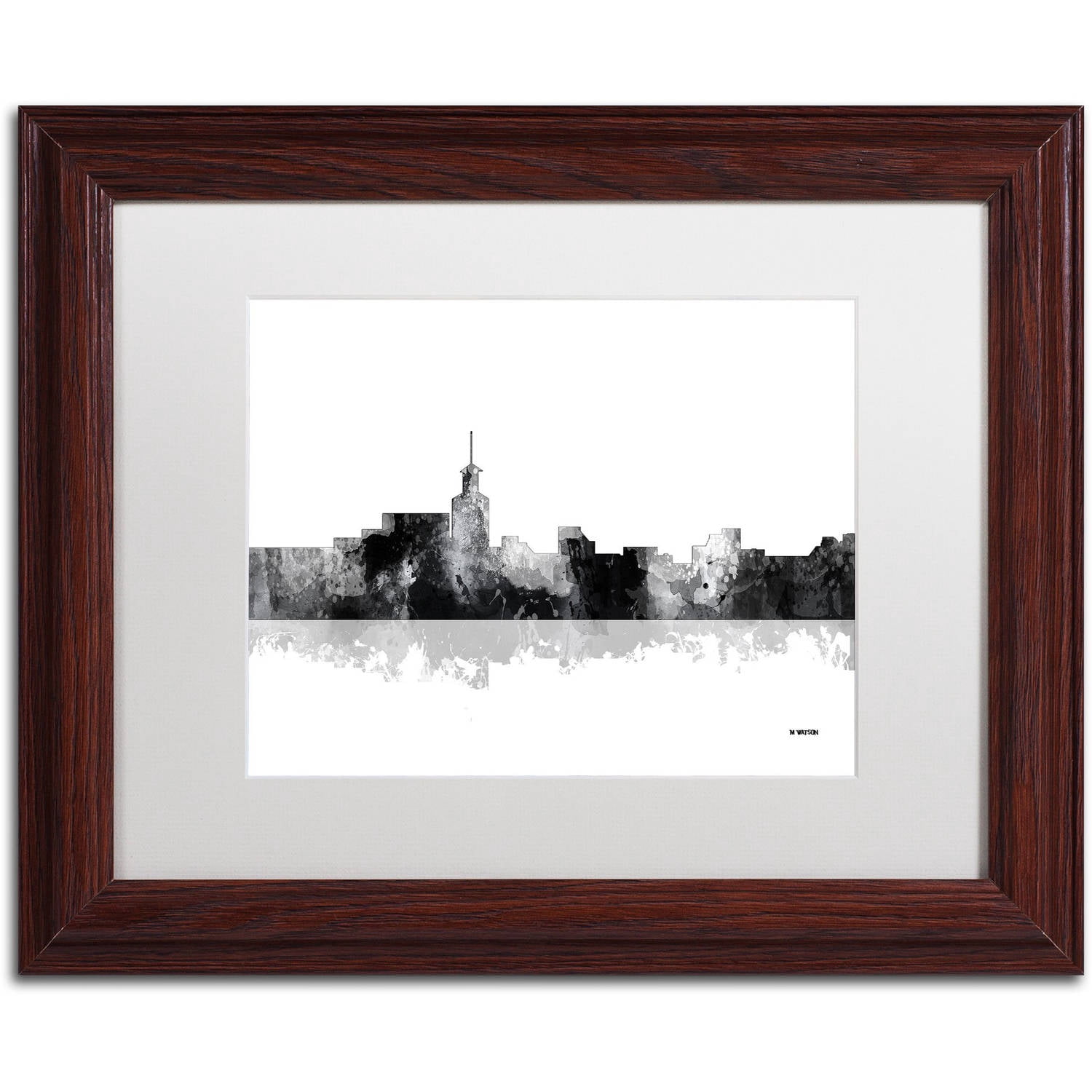 Trademark Fine Art "Santa Fe New Mexico Skyline BG-1" Canvas Art by Marlene Watson, White Matte, Wood Frame