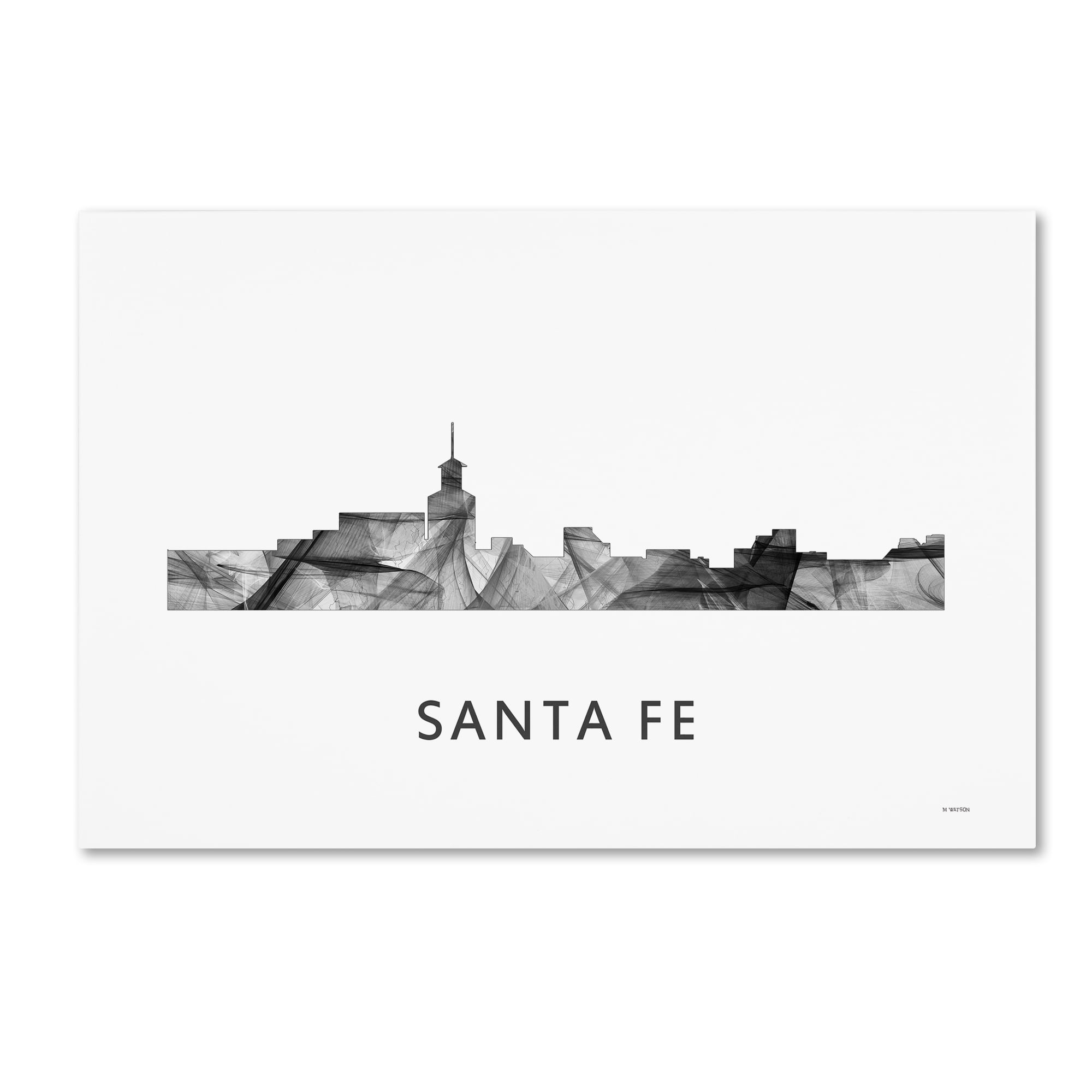 Trademark Fine Art 'Santa Fe New Mexico Skyline WB-BW' Canvas Art by Marlene Watson