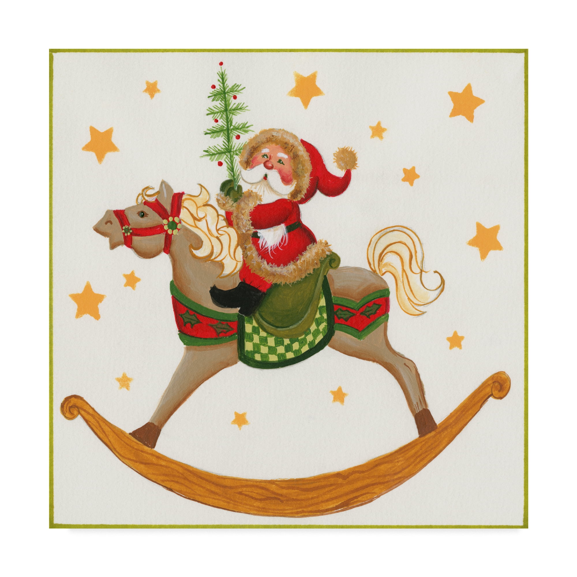 Trademark Fine Art 'Santa On Rocking Horse' Canvas Art by Beverly Johnston