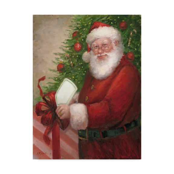 Trademark Fine Art 'Santa With A Gift' Canvas Art by Mary Miller Veazie
