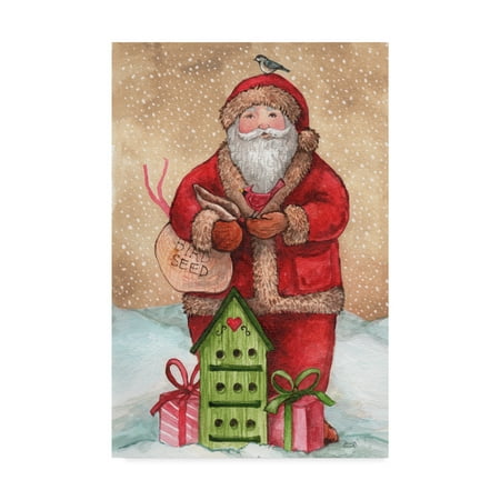 Trademark Fine Art 'Santa With Birdhouse And Presents' Canvas Art by Melinda Hipsher