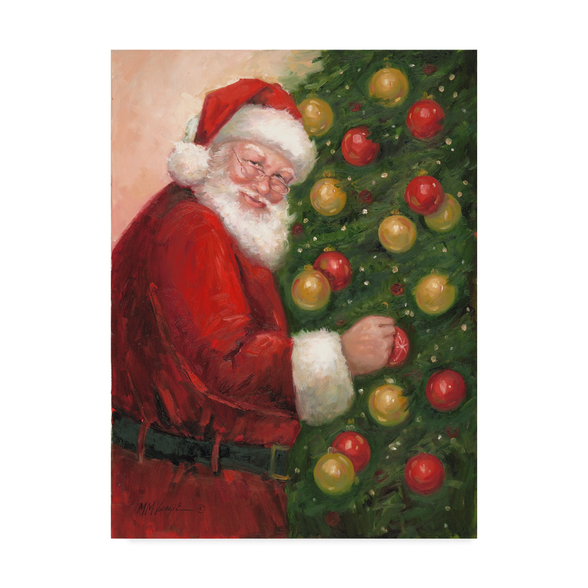 Trademark Fine Art 'Santa With Ornaments' Canvas Art by Mary Miller Veazie