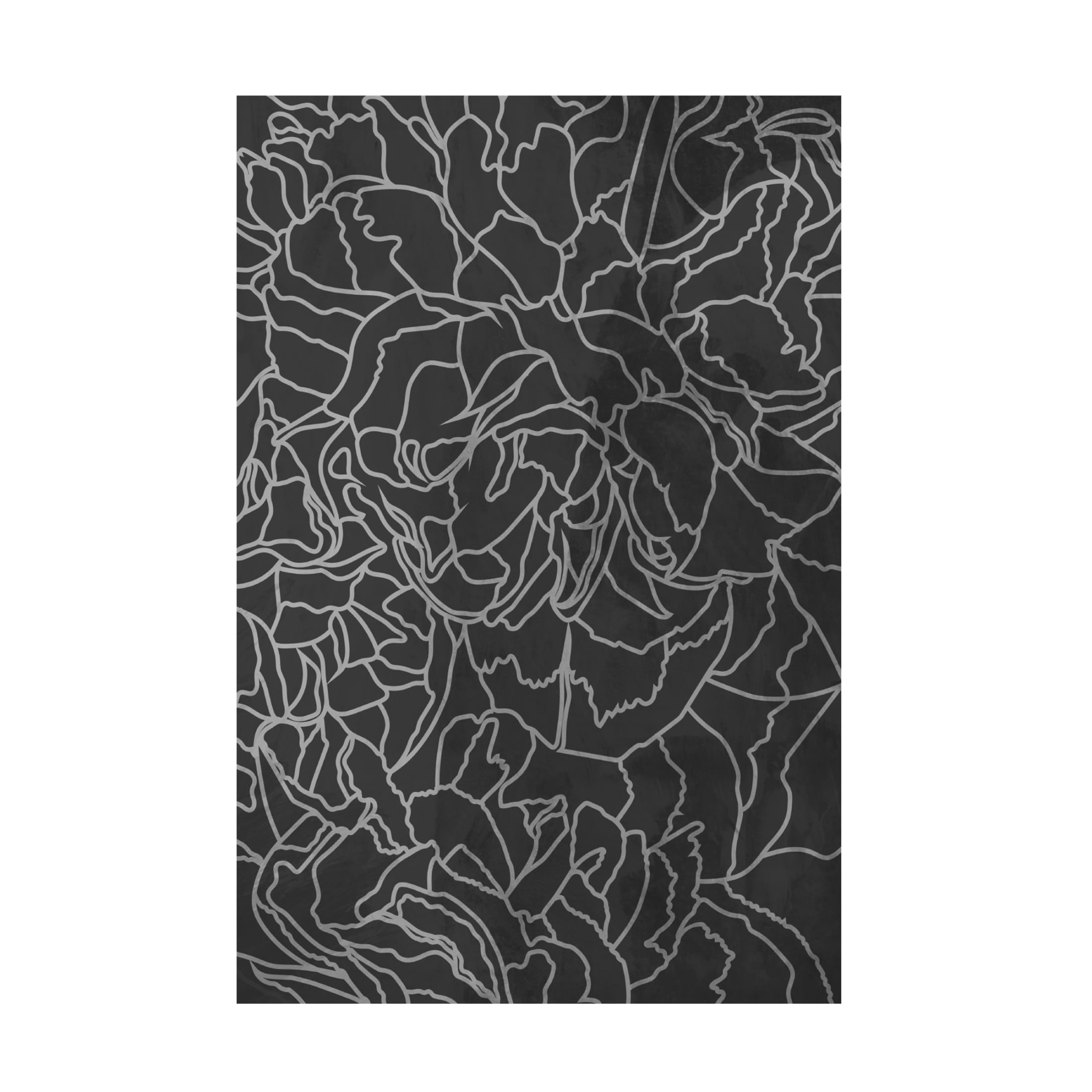 Trademark Fine Art Sarah Manovski  Abstract black white peony line art Canvas Wall Art