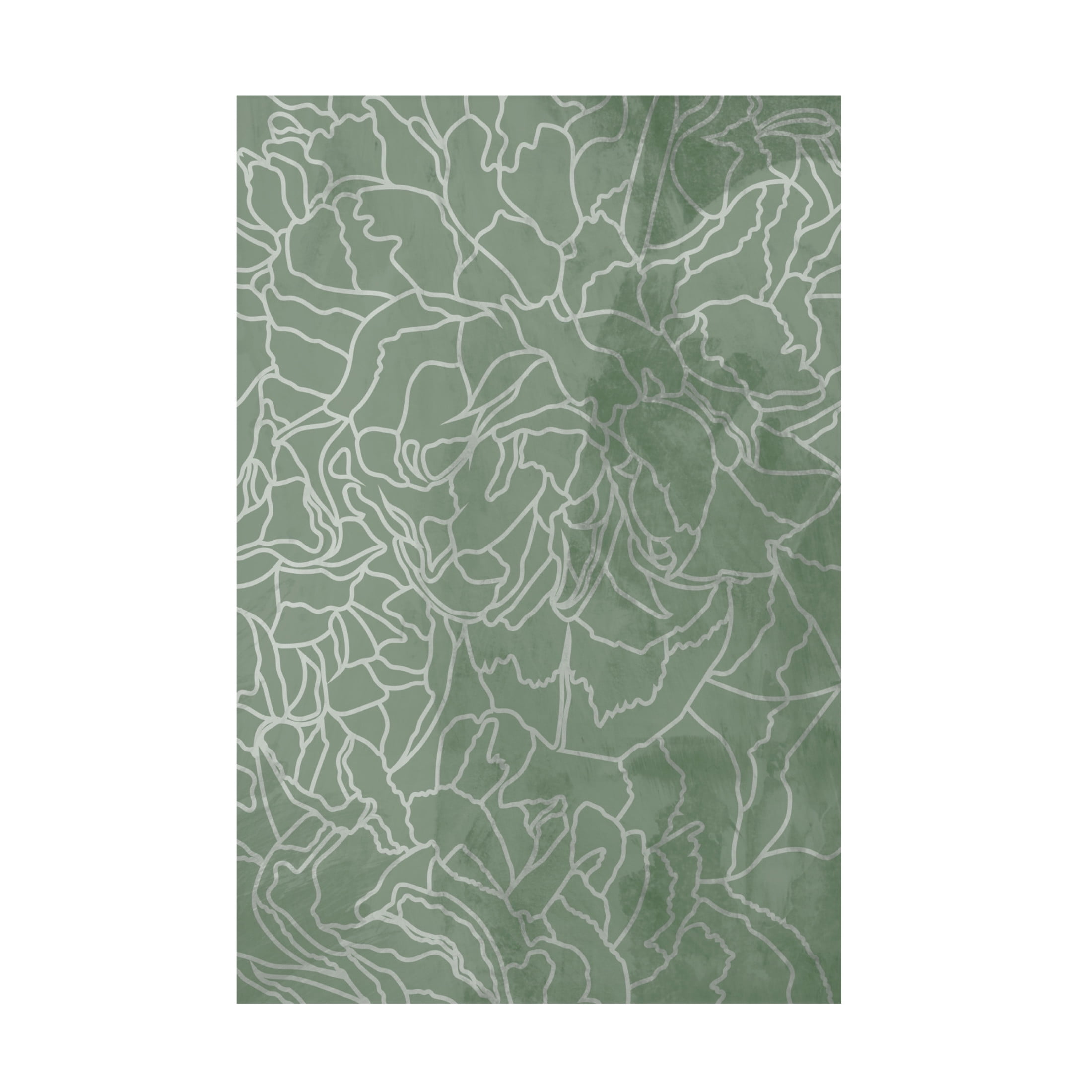 Trademark Fine Art Sarah Manovski  Abstract sage green line drawing flowers Canvas Wall Art
