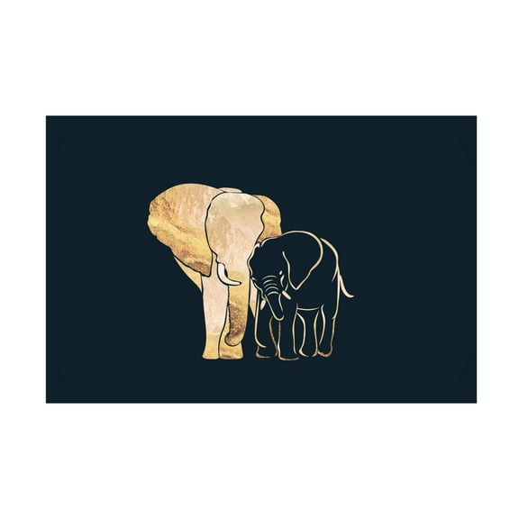 Trademark Fine Art Sarah Manovski Black Gold Elephants 1 Canvas Wall Art