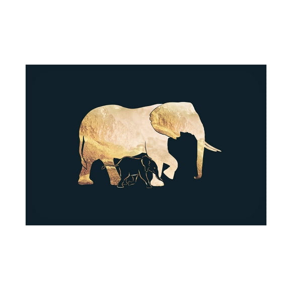 Trademark Fine Art Sarah Manovski Black gold elephants 2 Canvas Wall Art