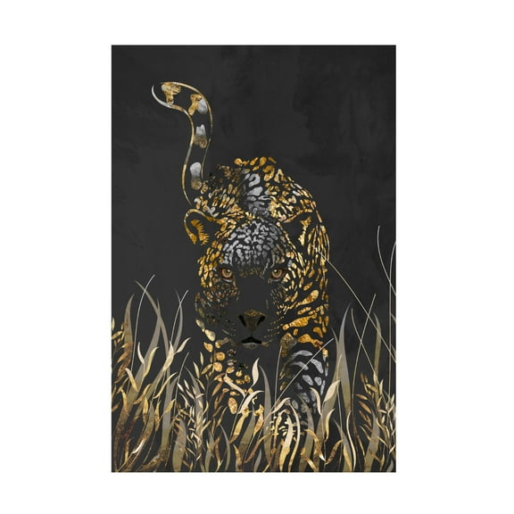 Trademark Fine Art Sarah Manovski  Black gold jaguar in grass Canvas Wall Art