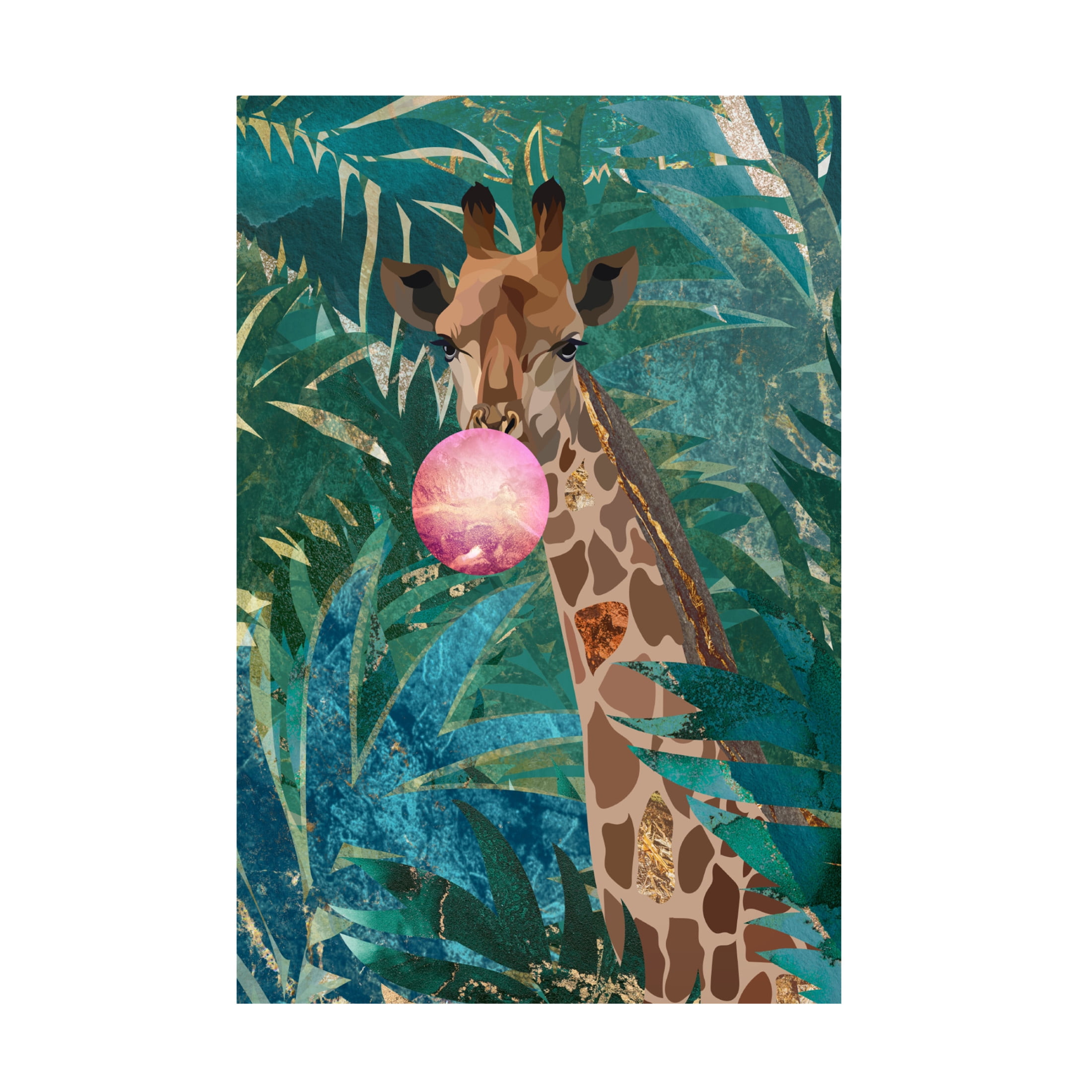 Trademark Fine Art Sarah Manovski  Bubblegum giraffe in the jungle Canvas Wall Art