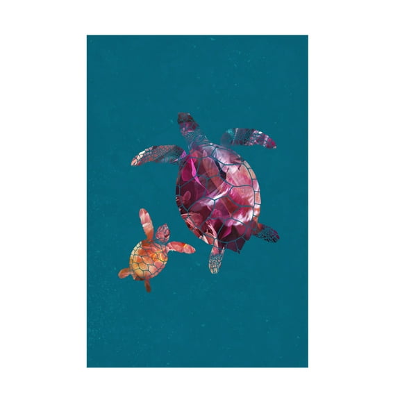 Trademark Fine Art Sarah Manovski Colourful Turtles Canvas Wall Art