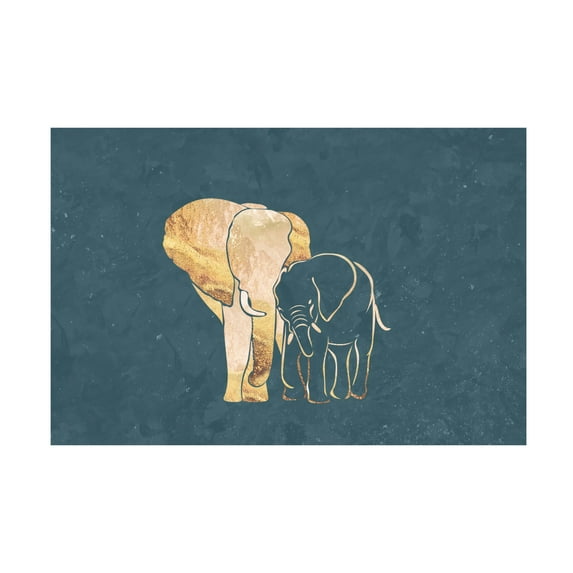 Trademark Fine Art Sarah Manovski Elephant mum baby gold Canvas Wall Art