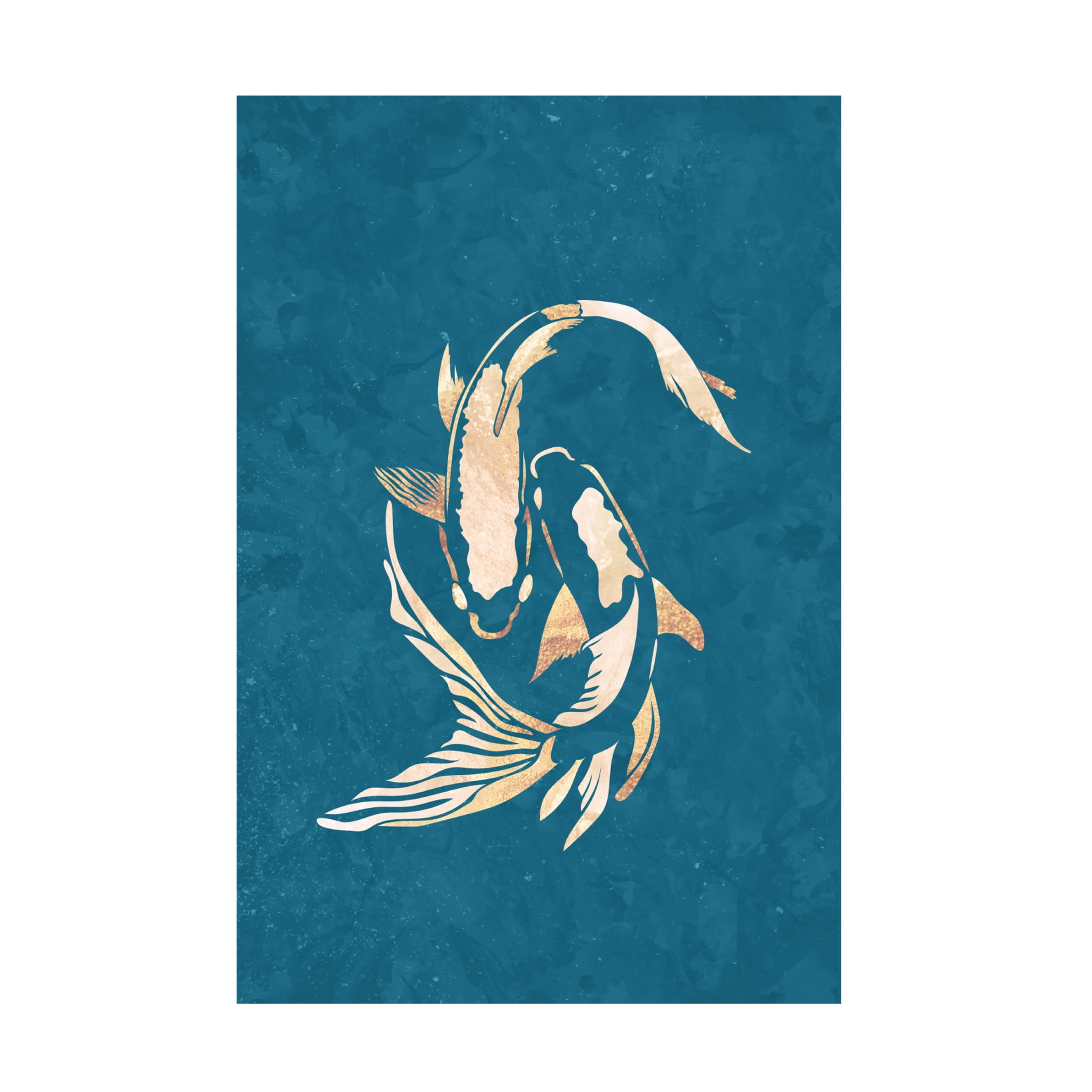 Trademark Fine Art Sarah Manovski Gold Blue Koi Fish Canvas Wall Art
