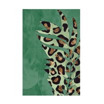 Trademark Fine Art Sarah Manovski  Green leopard print palm leaf Canvas Wall Art
