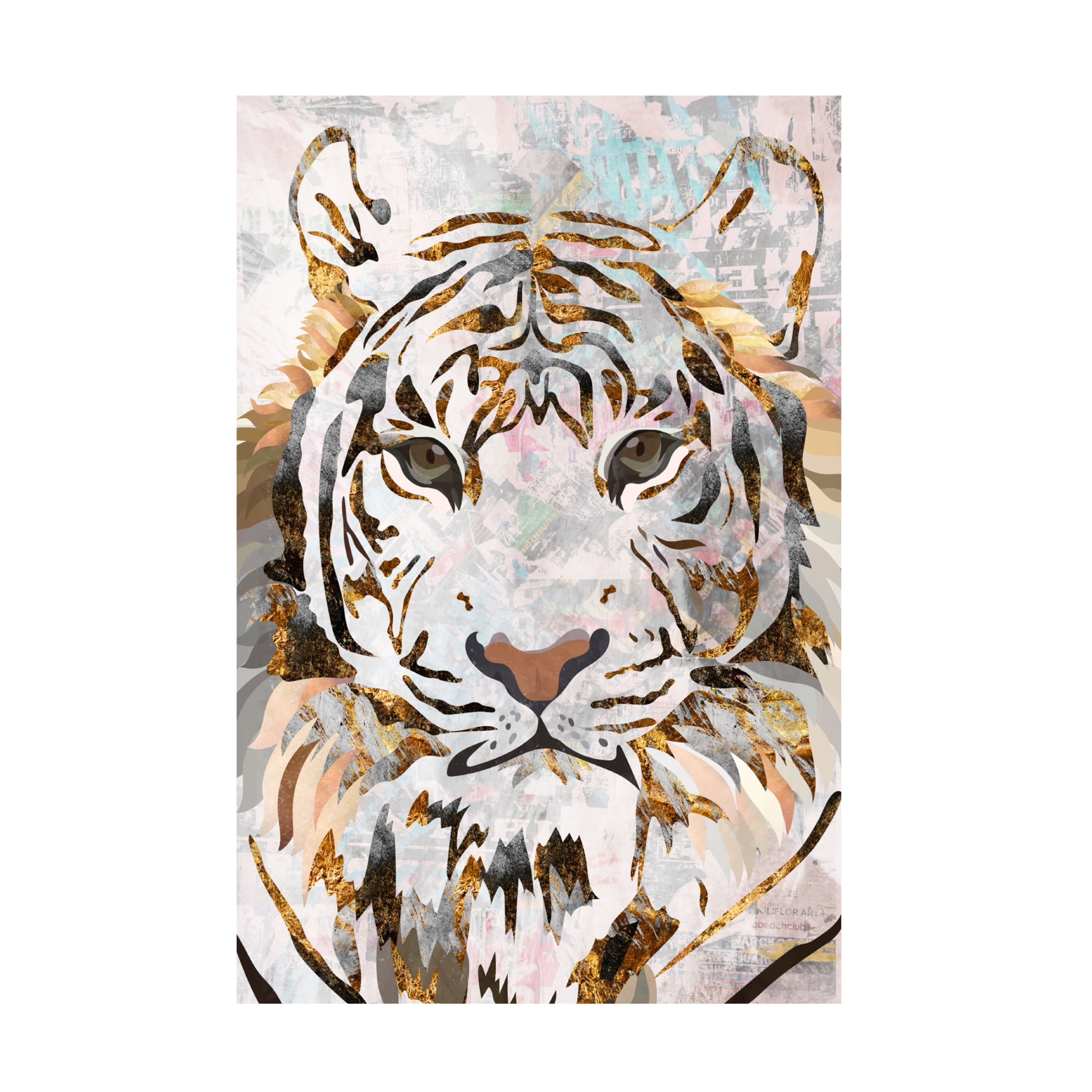 Trademark Fine Art Sarah Manovski Grunge Gold Tiger Canvas Wall Art