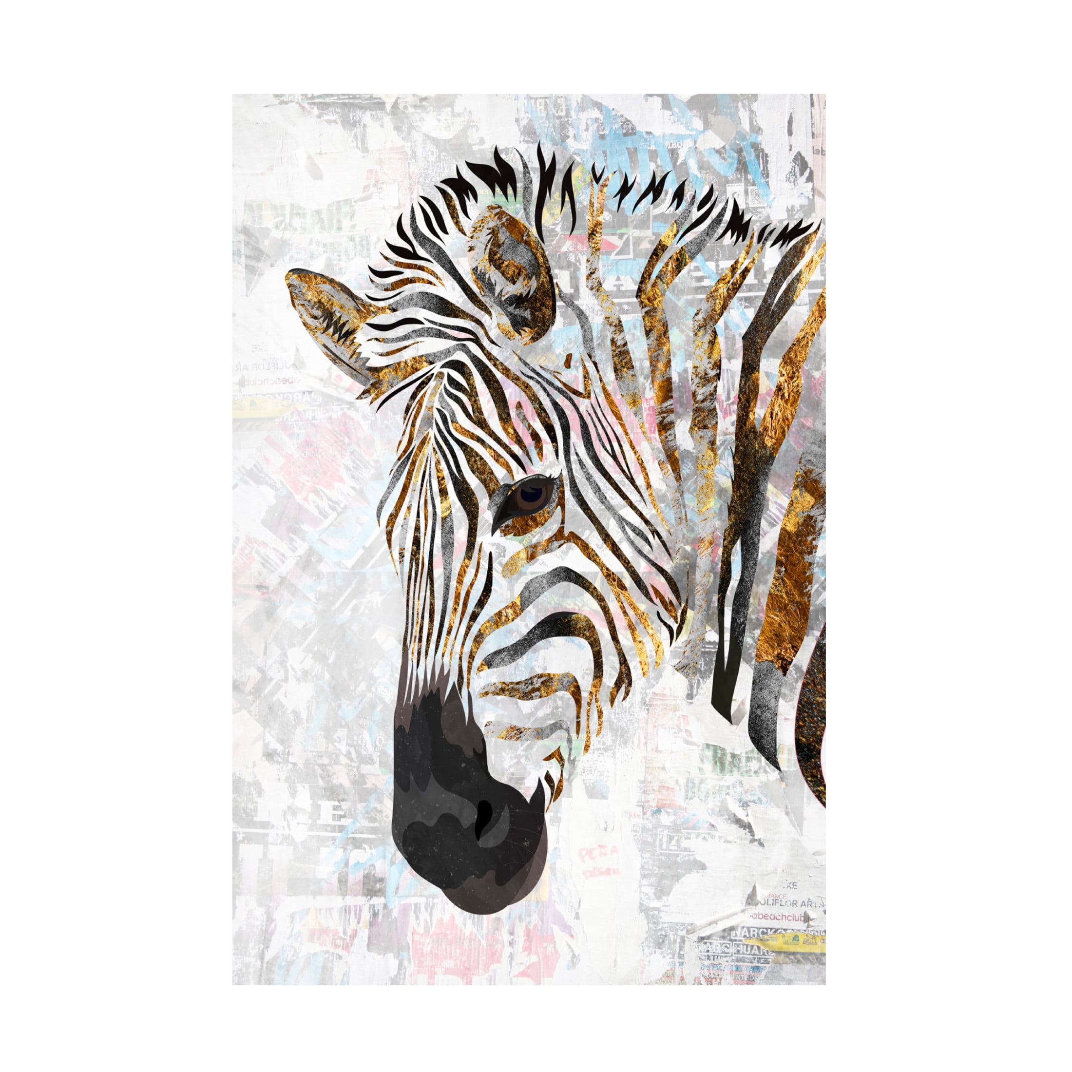 Trademark Fine Art Sarah Manovski Grunge gold zebra Canvas Wall Art
